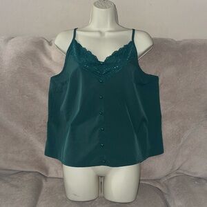 SHEIN Curve 2XL green tank top lace trim adjustable straps 💕